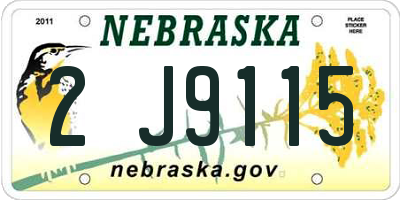 NE license plate 2J9115