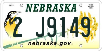 NE license plate 2J9149
