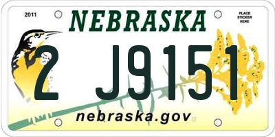 NE license plate 2J9151