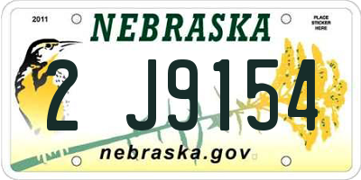 NE license plate 2J9154
