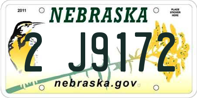 NE license plate 2J9172