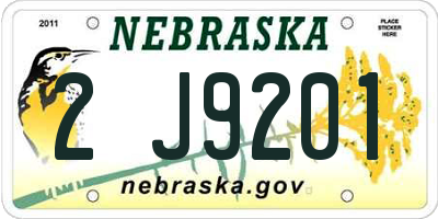 NE license plate 2J9201