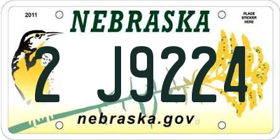 NE license plate 2J9224
