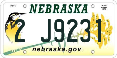 NE license plate 2J9231
