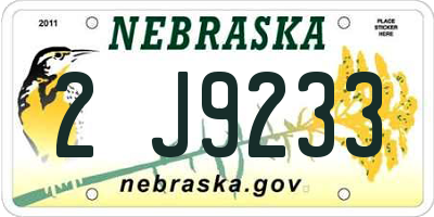 NE license plate 2J9233