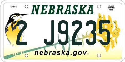 NE license plate 2J9235