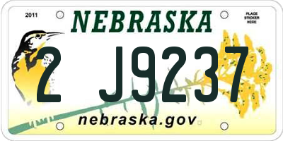 NE license plate 2J9237