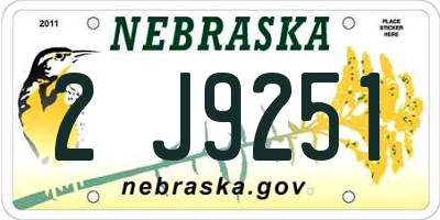 NE license plate 2J9251