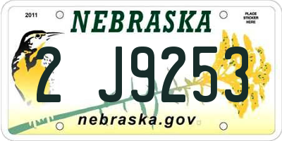 NE license plate 2J9253