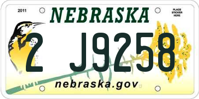 NE license plate 2J9258