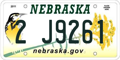 NE license plate 2J9261