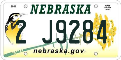 NE license plate 2J9284