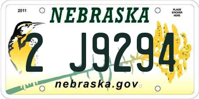 NE license plate 2J9294