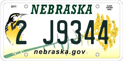 NE license plate 2J9344