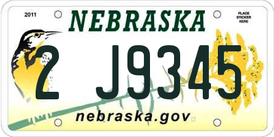 NE license plate 2J9345