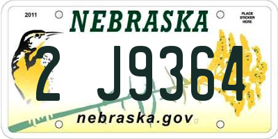 NE license plate 2J9364