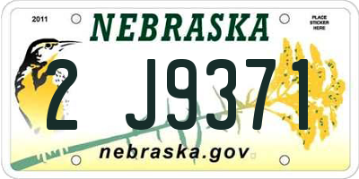 NE license plate 2J9371
