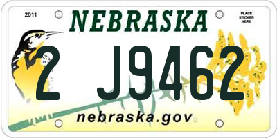 NE license plate 2J9462