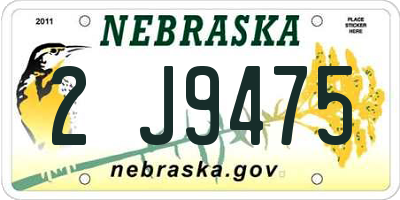 NE license plate 2J9475