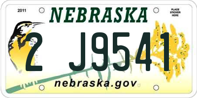 NE license plate 2J9541