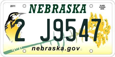 NE license plate 2J9547