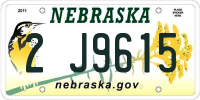 NE license plate 2J9615