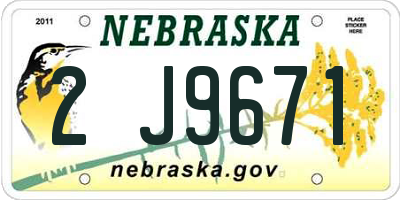 NE license plate 2J9671