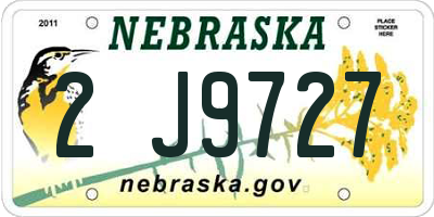 NE license plate 2J9727