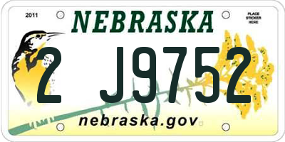 NE license plate 2J9752