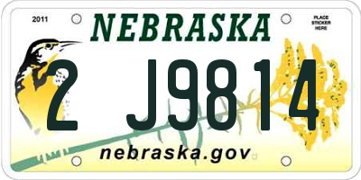 NE license plate 2J9814