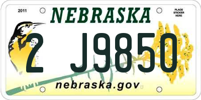NE license plate 2J9850