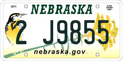 NE license plate 2J9855