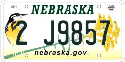 NE license plate 2J9857