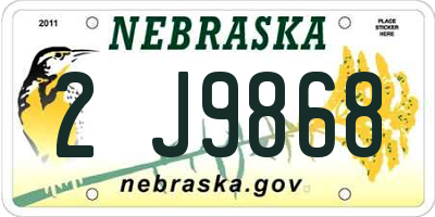 NE license plate 2J9868