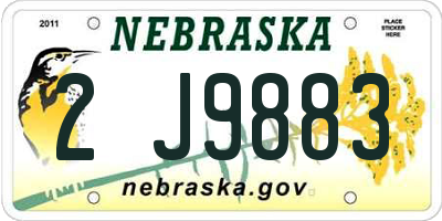 NE license plate 2J9883