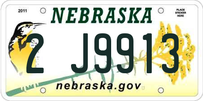 NE license plate 2J9913