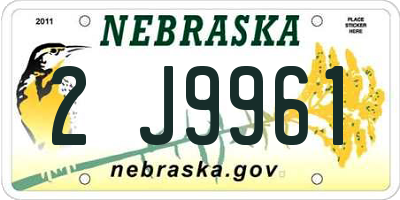 NE license plate 2J9961