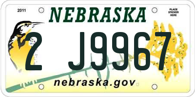 NE license plate 2J9967