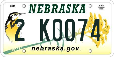 NE license plate 2K0074