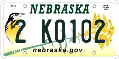 NE license plate 2K0102