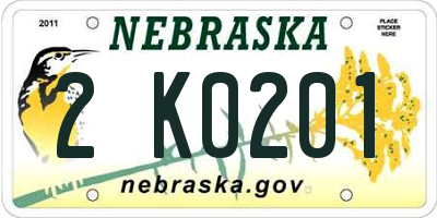 NE license plate 2K0201