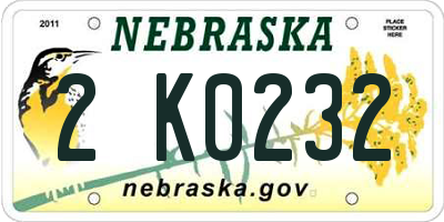 NE license plate 2K0232