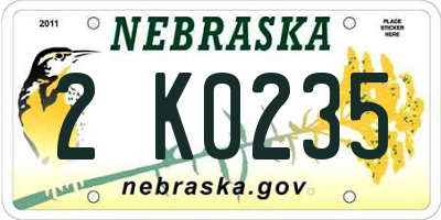 NE license plate 2K0235