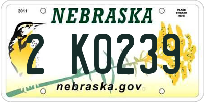 NE license plate 2K0239