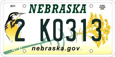 NE license plate 2K0313
