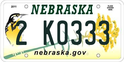 NE license plate 2K0333