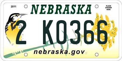 NE license plate 2K0366