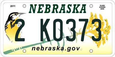 NE license plate 2K0373