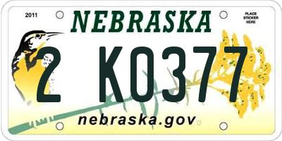 NE license plate 2K0377