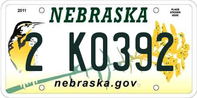 NE license plate 2K0392
